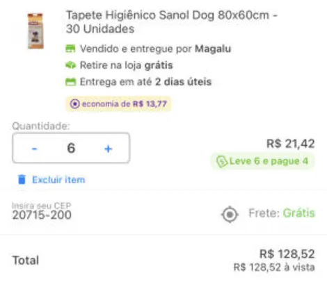 [Cliente Ouro] Tapete Higiênico Sanol Dog 80x60cm - 30 Unidades | R$ 21