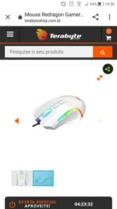 Mouse Redragon Gamer Griffin M607 RGB, 7200 DPI, 6 Botões, White R$99