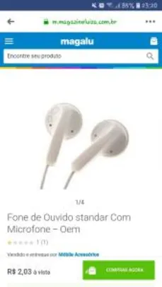 Fone de ouvido Standar com microfone - OEN | R$2