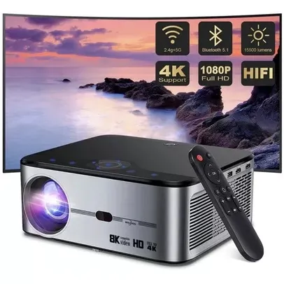 Projetor Multimídia Full HD Android 4K Wifi 1080p goojodoq 15500 Lumens Sensação de Cinema