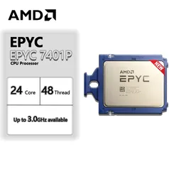 Amd Epyc 7401p Processador 24 Núcleos, 48 Threads, 2.0 Ghz, 170w, soquete p740pbevhcs sp3