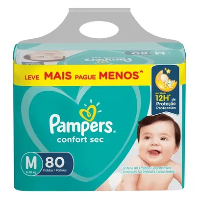 Fralda Descartável Confort Sec M 80 Unidades Pampers Gênero Sem gênero Tamanho Médio (M)