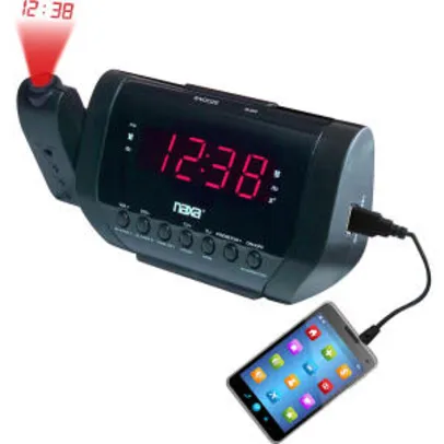 [AME R$ 135] Rádio Relógio Naxa Mod NRC-167 USB Preto | R$ 270