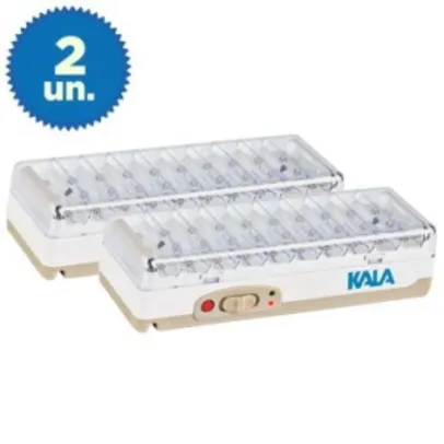 Kit com 2 luminárias de emergência LED -Bivolt - Kala - R$39,90