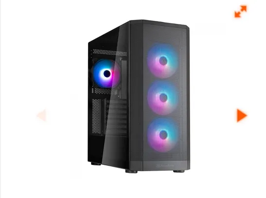 Gabinete Gamer SilverStone Fara 514X, ARGB, Mid Tower, Vidro Temperado, ATX, Com 4 Fans, Preto, SST-FA514X-BG