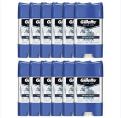 Desodorante Gel Antitranspirante Gillette Antibacterial 82g – 12 unidades | R$200