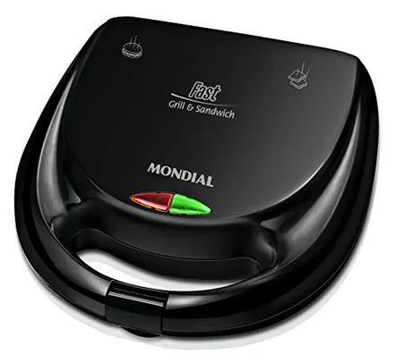 Sanduicheira Mondial, Fast Grill & Sandwich, 127V, Preto, 750W - S-12