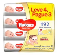 Kit Lenço Umedecido Huggies Pure Care 4 Unidades - R$30