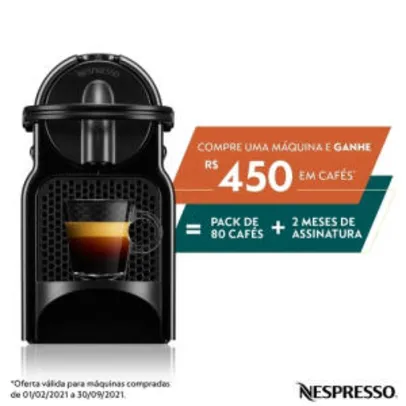 Saindo por R$ 341: Nespresso Inissia Preta, Cafeteira - 110V | D40 - R$341 | Pelando