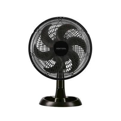 Ventilador Ventisol Turbo Eco 30 cm, 52 Watts, 6 Pás, Preto