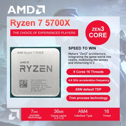 Processador AMD Ryzen 7 5700X, 8 Cores, 16 Threads, 4.6GHz Turbo, AM4