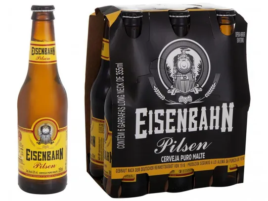 (C. Ouro) Cerveja Eisenbahn Puro Malte Pilsen 6 Unidades