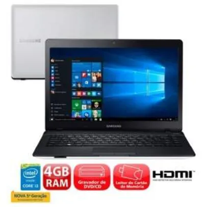 [Extra] Notebook Samsung Essentials E32 370E4K-KW4 com Intel® Core™ i3-5005U, 4GB, 1TB, por R$ 1299