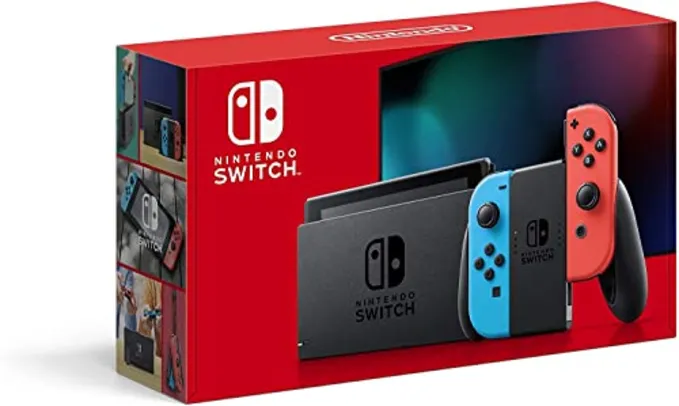 (C.Visa / APP / Selecionados) Console Nintendo Switch - Azul Neon e Vermelho Neon