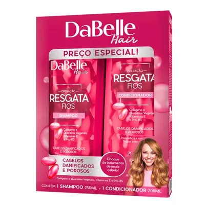 Kit Shampoo Dabelle Resgarta Fios 250ml + Condicionador 200ml