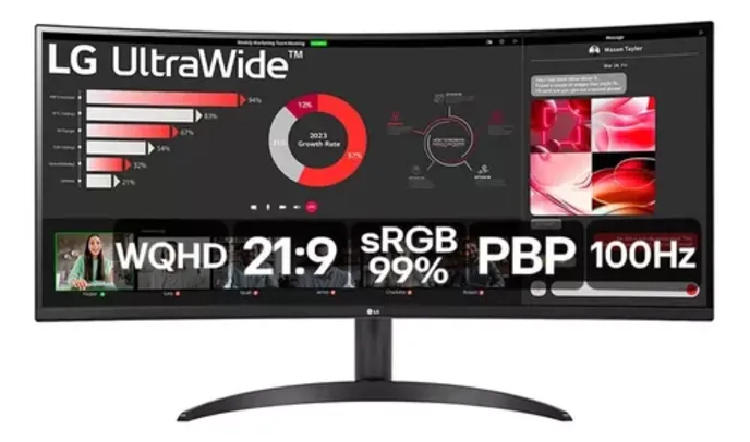 Monitor LG Ultrawide Curvo Tela Va 34 Wqhd Hdr10 34wr50qc-b Cor Preto 110V/220V