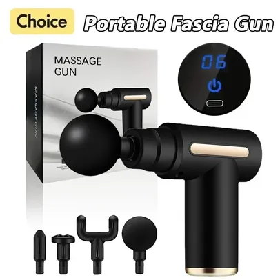 [Com Taxas] Mini Pistola Massageadora Sem Fio com Display, Acessórios e Usb Tipo C