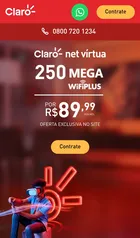 Claro Residencial 250MB por R$89,99