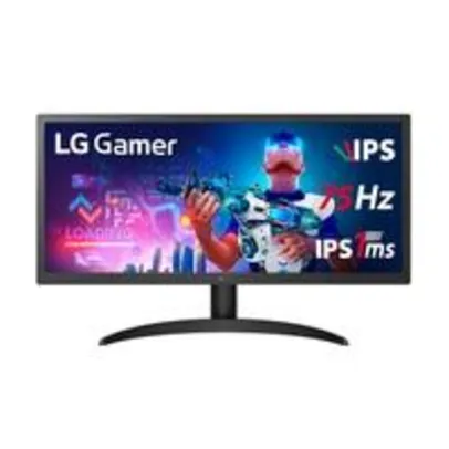 Monitor Gamer LG 26 Ultra Wide, 75Hz, Full HD, 1ms, IPS, HDMI, FreeSync Premium, HDR 10, 99% sRGB, VESA - 26WQ500