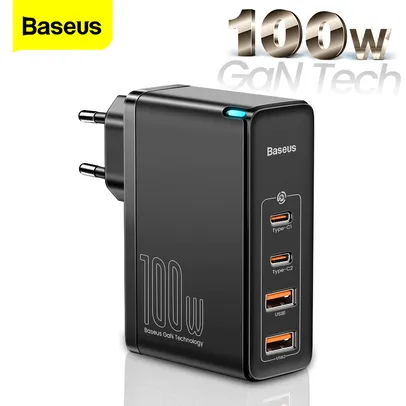 Baseus 100w gan usb tipo c carregador pd qc carga rápida 4.0 3.0 USB-C R$272