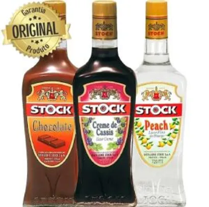 [APP] Kit Licor Stock Flavours Creme de Cassis + Pêssego + Chocolate 720ml - 3 garrafas - R$99
