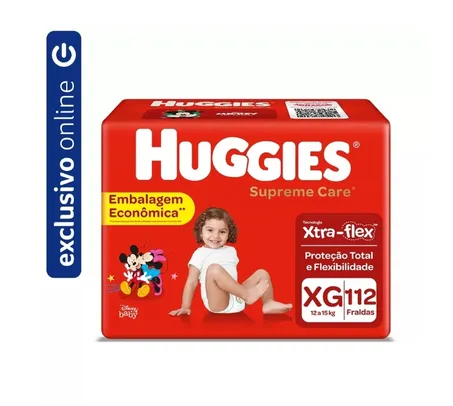 Fralda Huggies Supreme Care Giga XG com 112 unidades