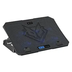 C3Tech Base para Notebook Gamer NBC-70BK ate 15,6 Preto Com 5 opções de inclinação 6 ventiladores Painel digital para controle iluminação em LED