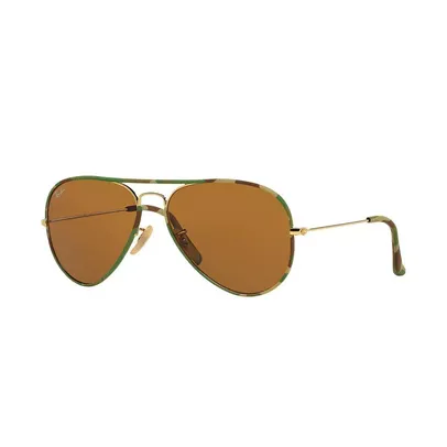 Óculos de Sol Ray-Ban 0RB3025JM-AVIATOR FULL COLOR Masculino - Verde+Marrom