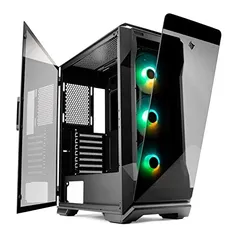 Gabinete Gamer Pichau Pouter 3 RGB Lateral De Vidro Preto, PG-P03-RGB