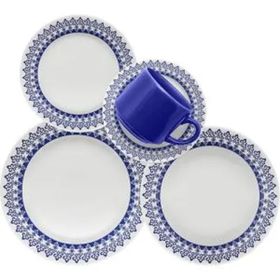 Aparelho de Jantar e Chá 20 Peças Cerâmica Donna Grecia Branco - Biona - R$ 140