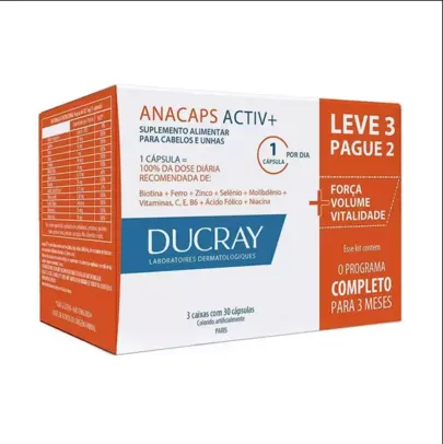 Anacaps Activ+ Ducray Suplemento Vitamínico Mineral com 90 Cápsulas