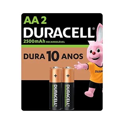 [PRIME] Pilha Recarregável AA Pequena DURACELL com 2 unidades