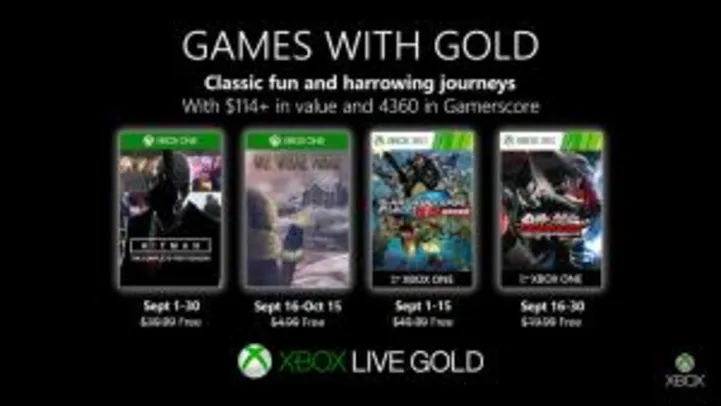 Jogos Grátis Xbox Live Gold Setembro