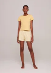 Pijama Curto Feminino Com Estampa - amarelo