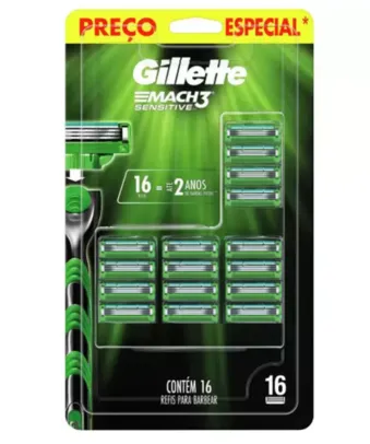 Carga para Aparelho de Barbear Gillette - Mach3 Sensitive 16 Cargas