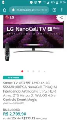 Smart TV LED 55" UHD 4K LG NanoCell