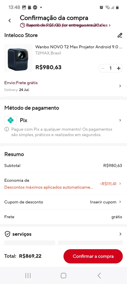 Imagem na descrição da promoção