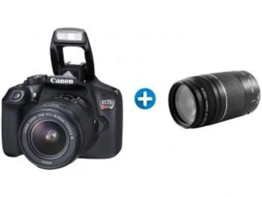 Câmera Digital Canon EOS Rebel T6 18MP - Profissional + Lente Zoom Telefoto 75-300mm - R$1664