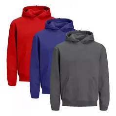 Kit Com 3 Moletons Canguru Masculinos Inverno Meia Estação Básico Top