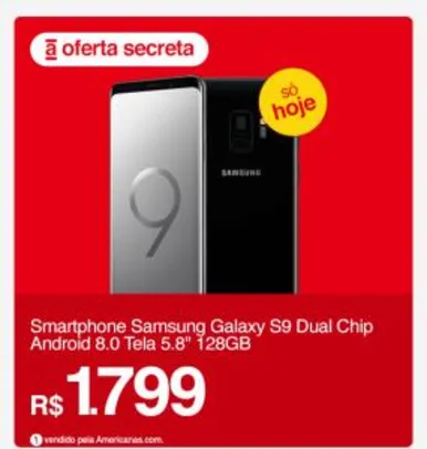 (APP) Smartphone Samsung Galaxy S9 Dual Chip Android 8.0 Tela 5.8" Octa-Core 2.8GHz 128GB