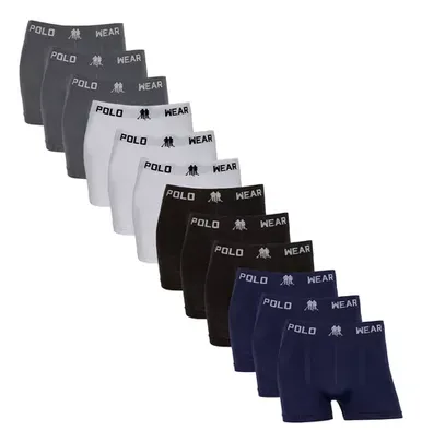 Kit Com 12 Cuecas Boxer Masculina Sem Costura Polo Wear