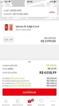 iPhone XR 64gb - coral - R$ 3384