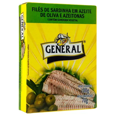 FILÉ de Sardinha Em Azeite De Oliva Com Azeitonas GENERAL 100g