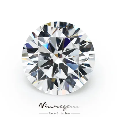 [Moedas R$3.3] Vinregem-Diamante Corte Redondo Moissanite, Pedras Preciosas Soltas, Jóias Finas, 1CT Real D, VVS1 GRA, 6,5mm