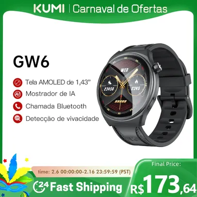 Smartwatch KUMI-GW6 1,43" Tela AMOLED