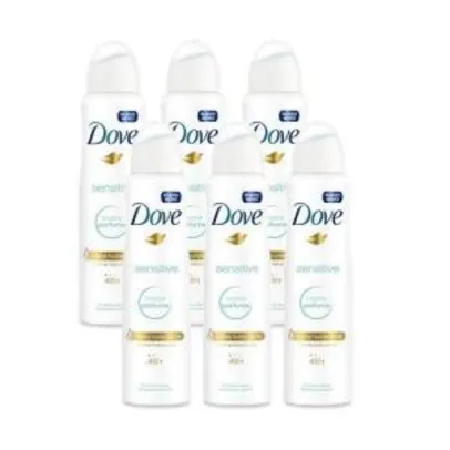[AME 50% - $29,95] Kit Dove Invisible Dry Desodorante Antitranspirante Aerosol 150ml Leve 6 Pague 4 R$60