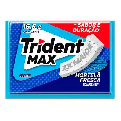 [LV4 PG2] Chiclete Trident Max Hortelã Fresca Sem Açúcar 16g - Embalagem com 5 unid.