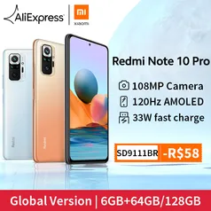 Smartphone Redmi Note 10 Pro 6GB 64GB | R$1358