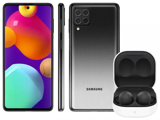 Smartphone Samsung Galaxy M62 128GB Preto - 8GB RAM + Fone de Ouvido Bluetooth Galaxy Buds2