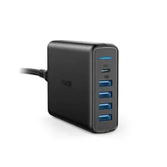 [prime] Carregador de tomada USB-C, Anker PowerPort Speed PD, 60W de potência, 1xUSB-C + 4xUSB, Preto